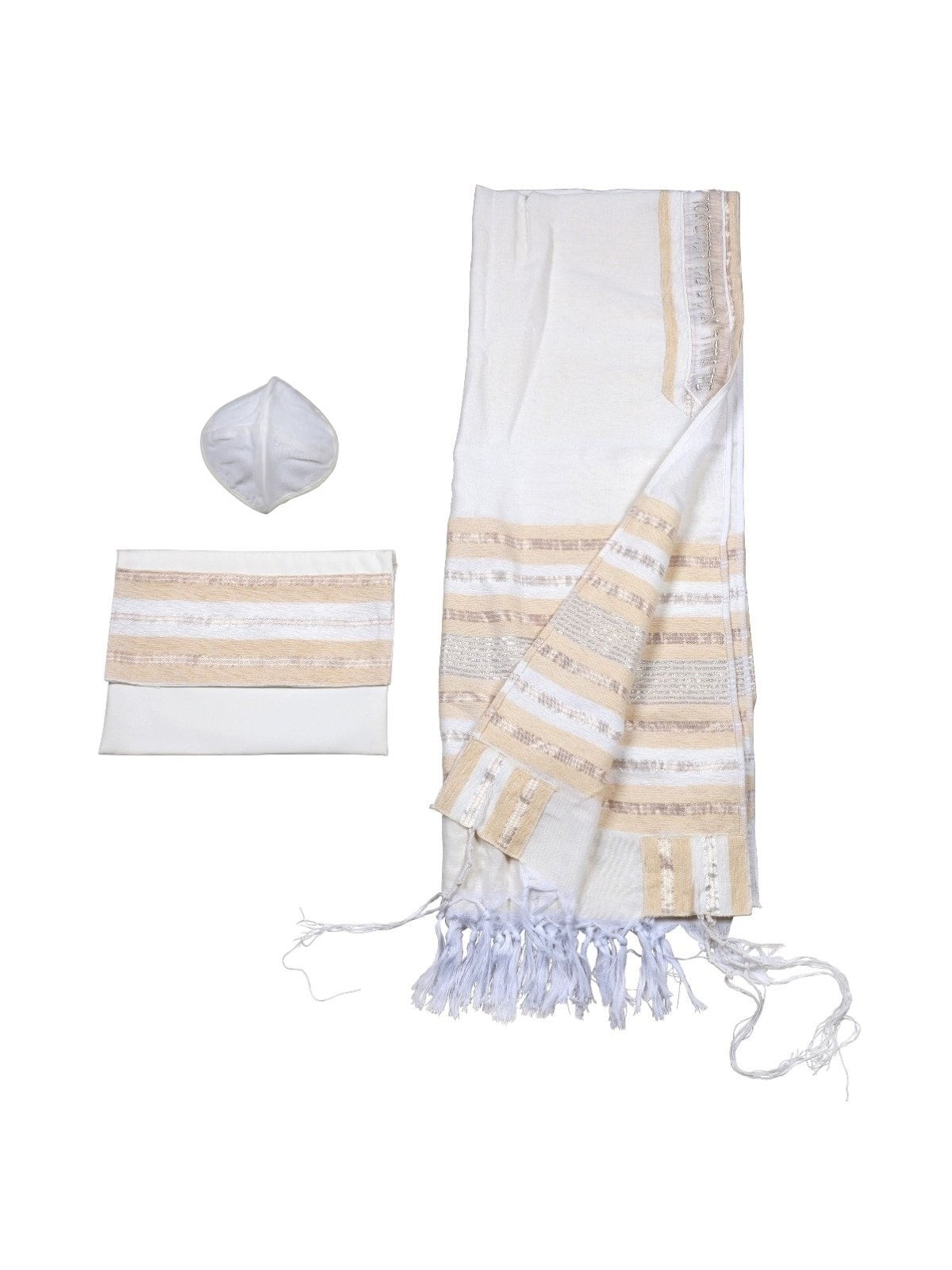 Handwoven Gold Pattern Tallit (Prayer Shawl) Set from Rikmat Elimelech